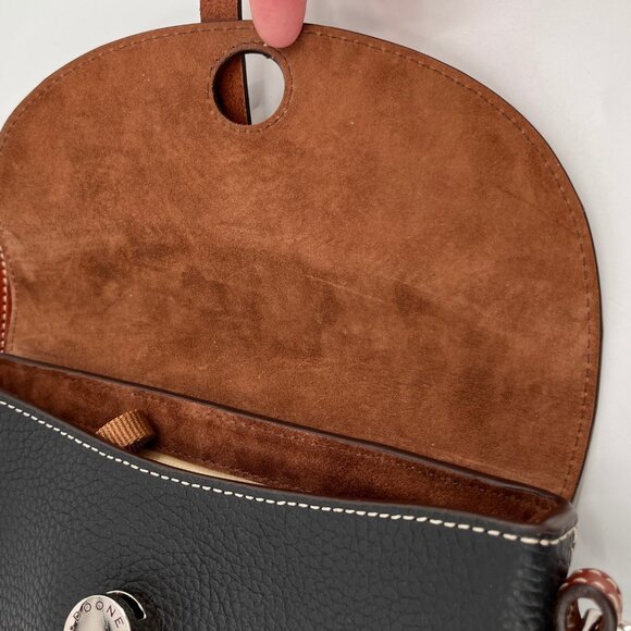 Dooney & Bourke Mini Cambridge Crossbody Black Pebble Leather Saddle Bag - Picture 10 of 16